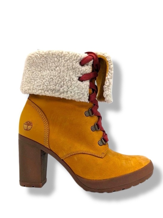 Timberland Shoes - TIMBERLAND CAMDALE Fleece Fold-Down Tan Leather Heeled Boots Women’s 10